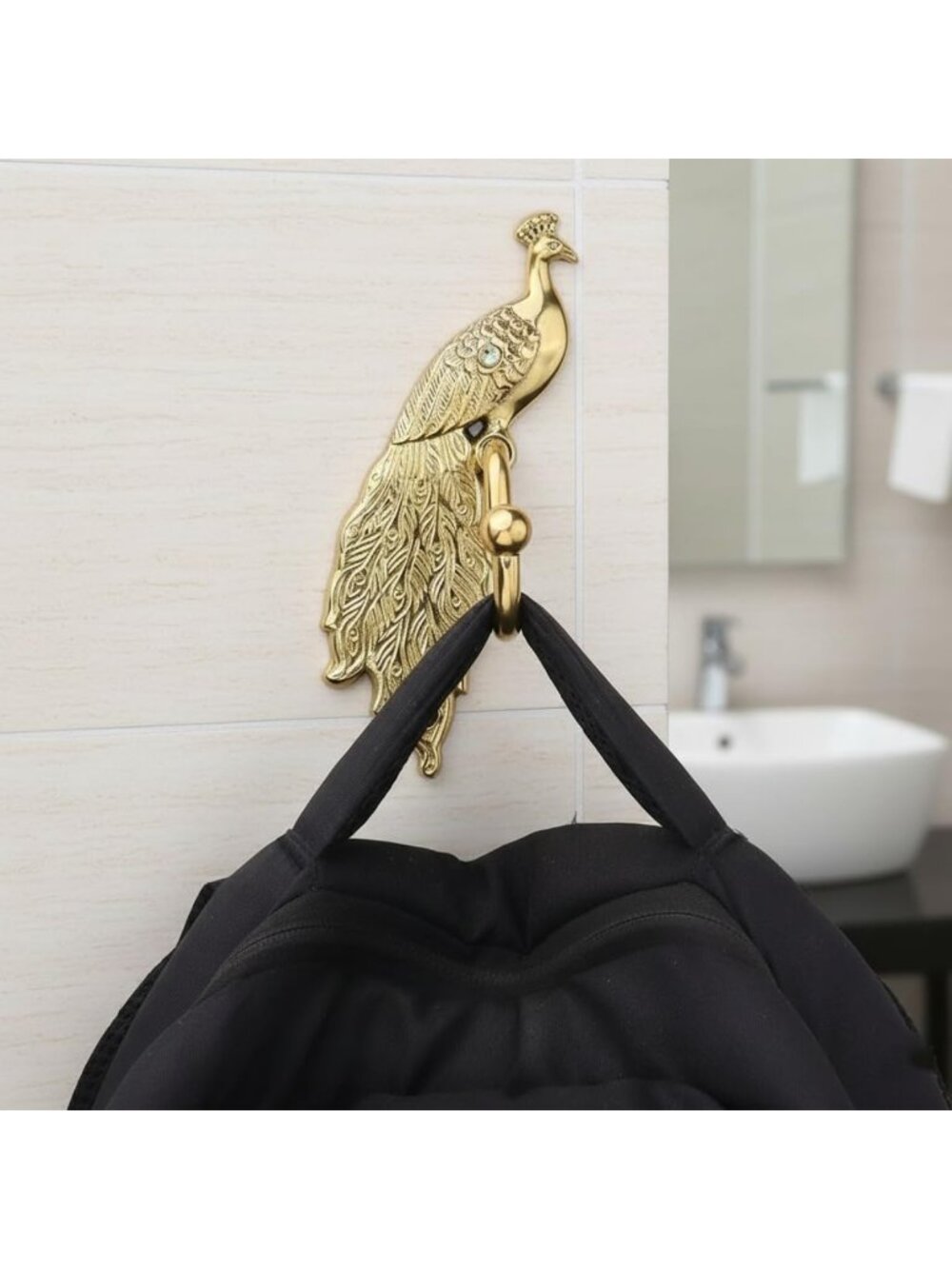 Vintage Brass Peacock Wall Hook - Decorative Coat & Clothes Hanger for Entryway